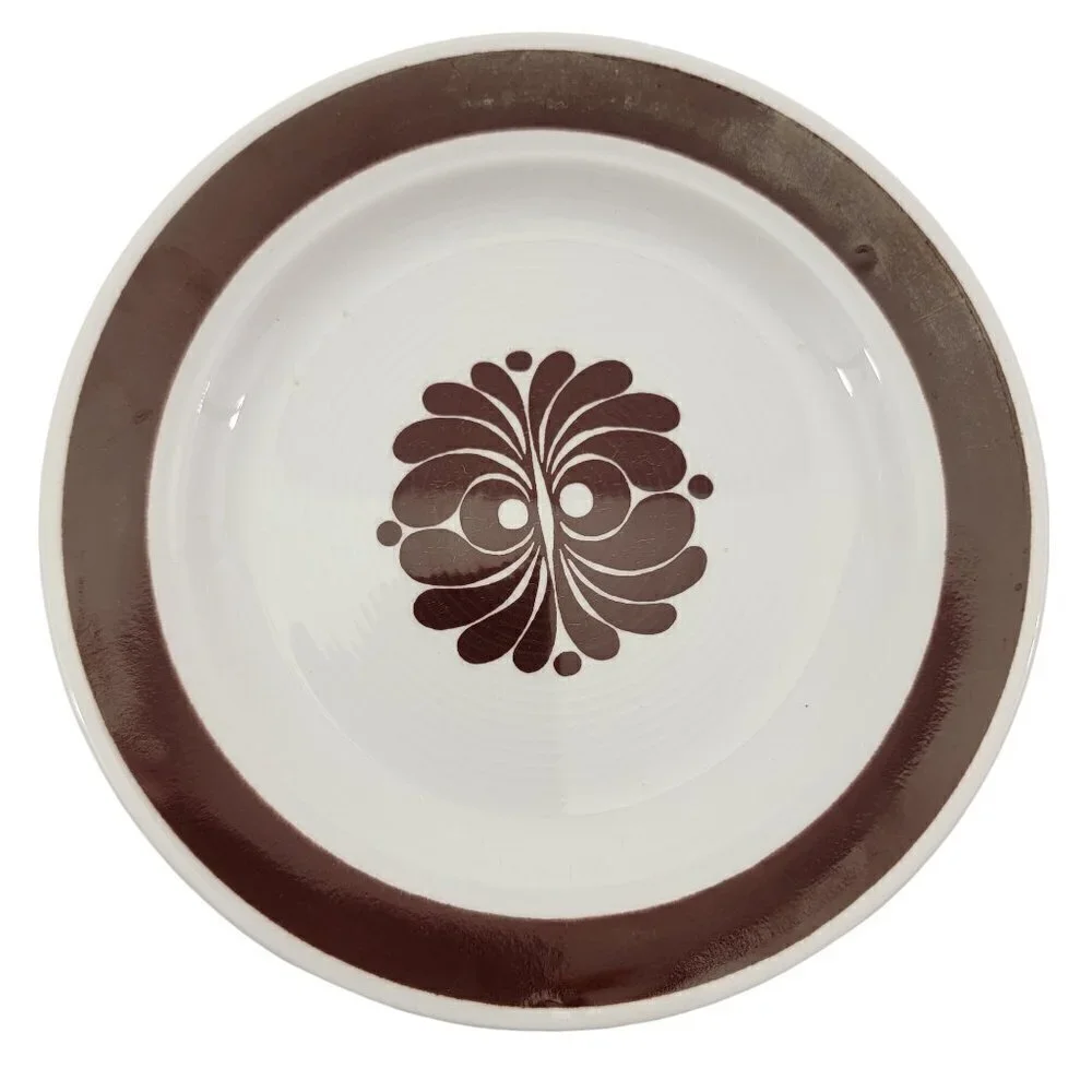 Vtg Egersund Norway TANA Brown Retro Appetizer Dessert Bread & Plates – Set of 4
